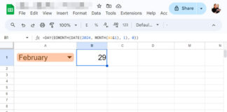 Getting the Number of Days in a Month in Google Sheets