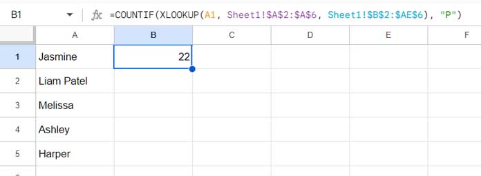 Formula 1: COUNTIF with XLOOKUP for data analysis