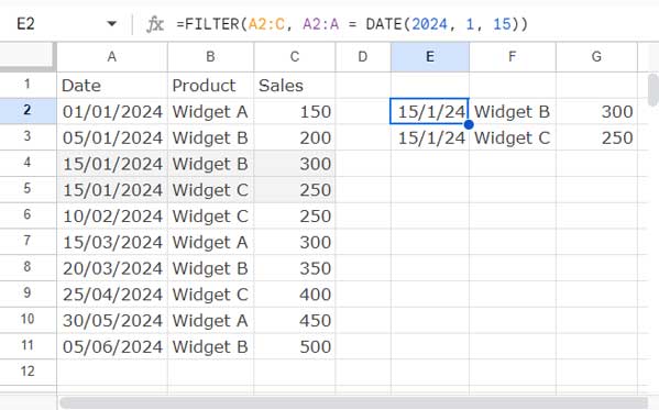 Date Criteria in Filter Function