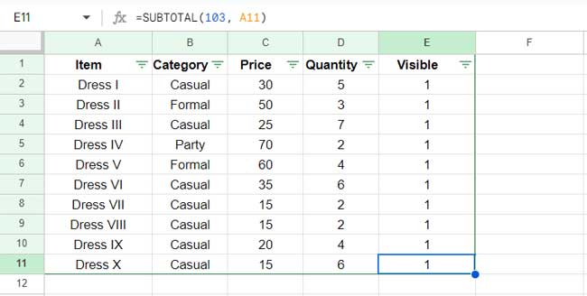 Helper column for SUMIF excluding hidden rows