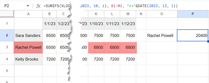 SUMIFS with XLOOKUP in Excel and Google Sheets