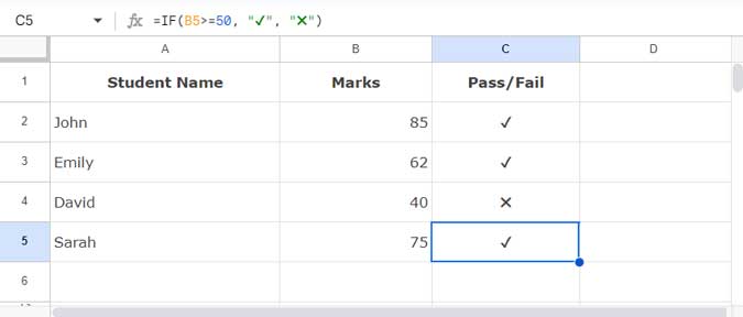 Check and Cross Marks in a Logical Test