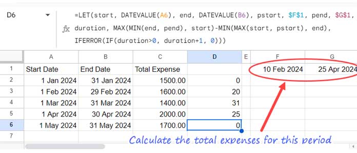 Calculate the Number of Days that Fall in the Asked Duration