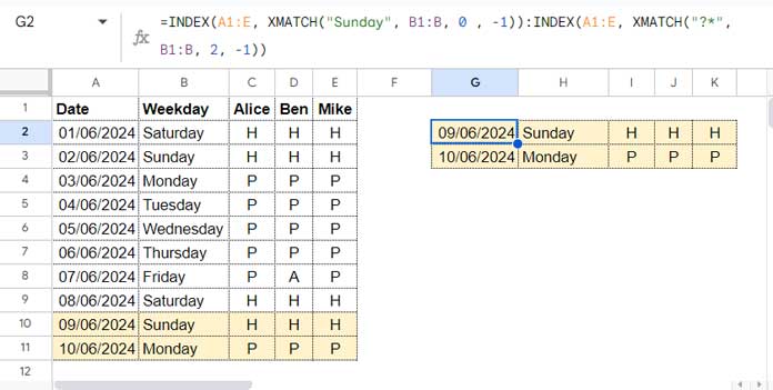 Example of Dynamic Range Slicing Using INDEX