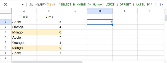 QUERY Nth Occurrence in Google Sheets