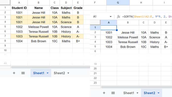 Remove duplicates by analyzing specific columns using SORTN