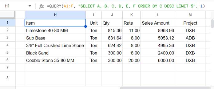 Extract Top N Items Using the QUERY Function in Google Sheets