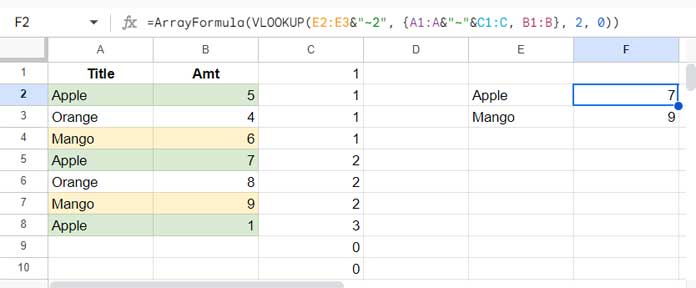 VLOOKUP Nth Occurrence in Google Sheets