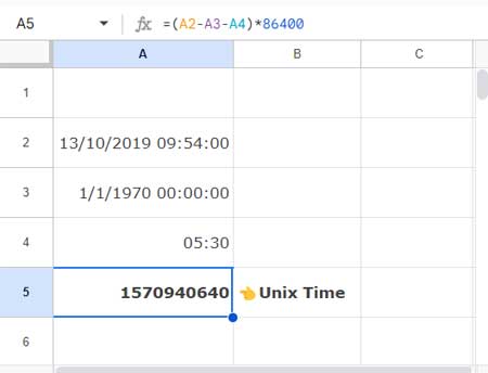 Converting local DateTime to Unix Time in Google Sheets