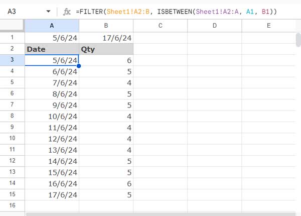 Filtering Data by Date Range Using the FILTER Function in Google Sheets