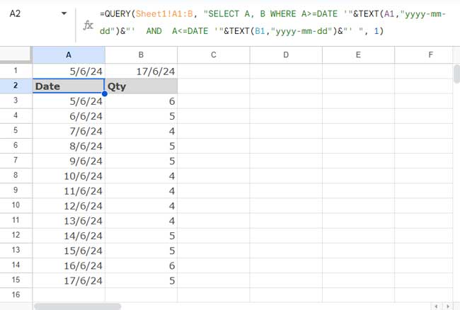 Filtering Data by Date Range Using the QUERY Function in Google Sheets