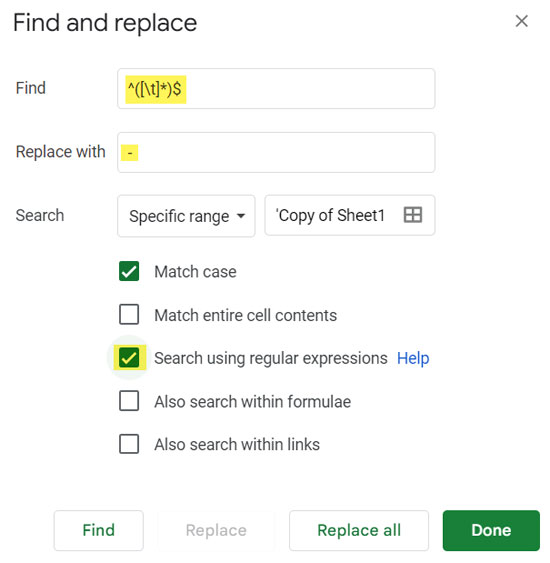 Fill Values in Empty Cells in Google Sheets