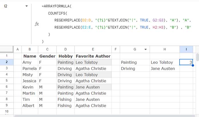 COUNTIFS with OR logic - criteria from a range