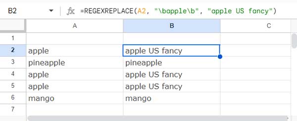 REGEXREPLACE to Replace the Exact Match of a Substring within a String - Example