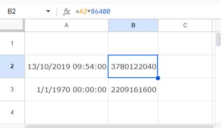 Convert Timestamp to Seconds in Google Sheets