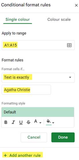 Single Column Multiple Criteria Highlighting with Built-in Rules