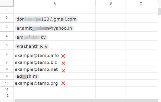 Validating email addresses using People Chips feature in Google Sheets