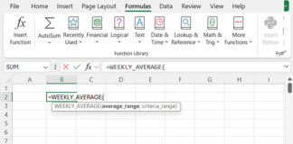 Custom Excel Function for Dynamic Weekly Averages