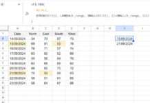 Lookup the smallest value in a 2D array in Google Sheets