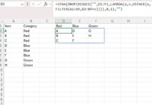 Combination of REDUCE and HSTACK functions in Excel