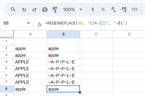 Prefixes capital letters with a symbol