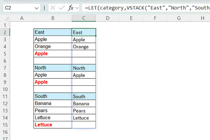 Remove duplicates by section in a column