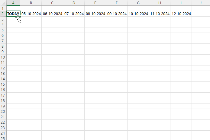 Jump to the current date cell in a row in Excel