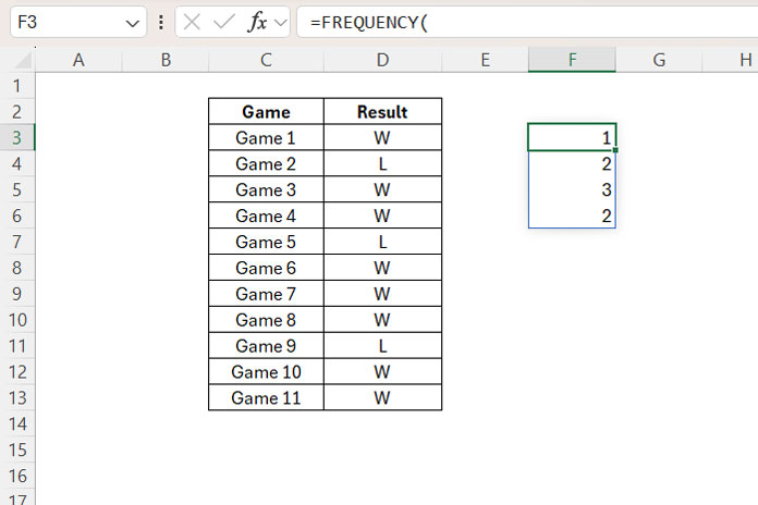 Longest and All Winning Streaks in Excel