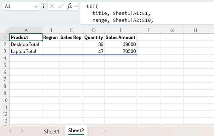 Dynamic Array Formula for Displaying Only Subtotals, No Breakdowns