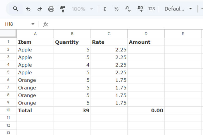 Sample Data for Testing Formula Expansion Limits in Google Sheets