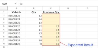 Lookup previous values dynamically in Excel or Google Sheets