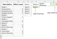 Example of looking up values under categories in Excel using XLOOKUP and VLOOKUP functions