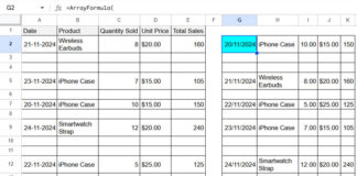 Formula example for sorting data while keeping blank rows intact (Excel and Google Sheets)