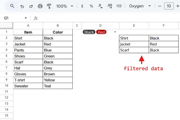 Filter data using multi-select drop-down chips in Google Sheets for dynamic filtering