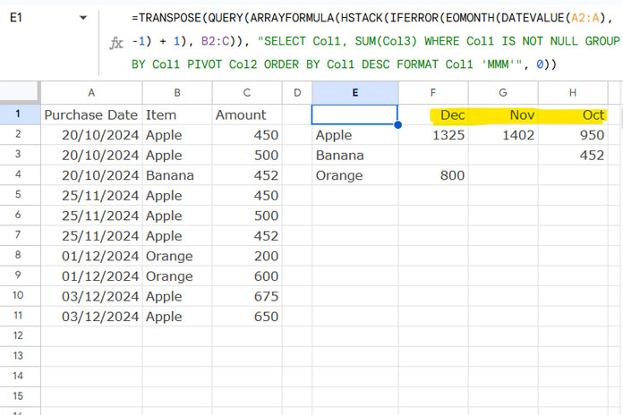 Example of Sorting Month Names in QUERY Pivot Headers Chronologically