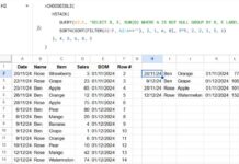 Example of summarizing data by Name and Month and retaining the last record in Google Sheets