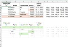 XLOOKUP helper formula applied to Table #1 for identifying differences