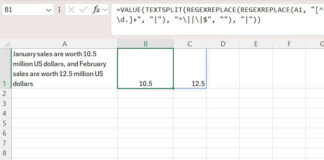 Example of Extracting All Numbers from Text in Excel Using Regex