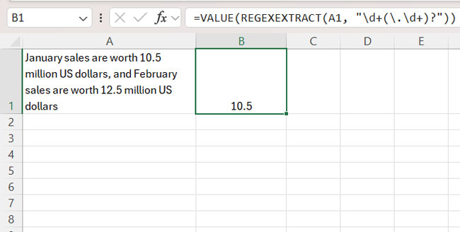 Example of using Regex to Extract Numbers from the Left of Text in Excel