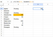 Example of Extracting the First Numeric Value in a Range in Google Sheets