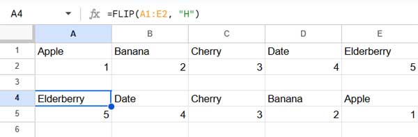 Reversing a multi-row table horizontally