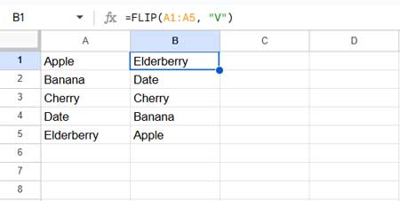 Flipping a single-column range vertically