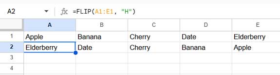 Flipping a single-row range horizontally