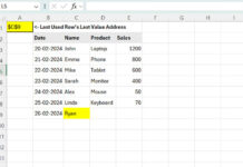 Finding the Cell Address of the Last Value in the Last Used Row in Excel