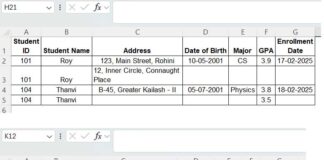 Example of merging duplicate rows and keeping the latest values using a formula in Excel