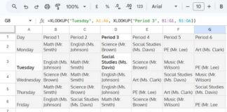 Example of Two-Way XLOOKUP in Google Sheets for Vertical and Horizontal Lookup