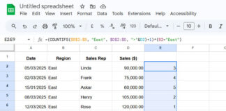 RANK IF in Google Sheets – Highest value ranked as 1