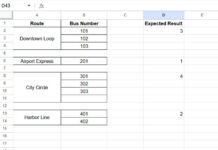 Example showing the count of merged cells in a column in Google Sheets using a formula