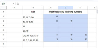Mode of Comma-Separated Numbers in Google Sheets