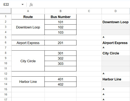 Preparing merged blocks in Google Sheets for filling down empty cells